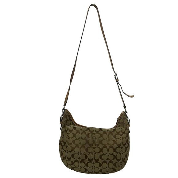 Auth COACH Signature/Ergo 1468 Khaki Beige Jacquard Leather - Shoulder Bag - Picture 3 of 9
